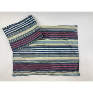 Nautica Pillow Shams Covers Set 2 Standard 100% Cotton Striped Blue Pillowcase R